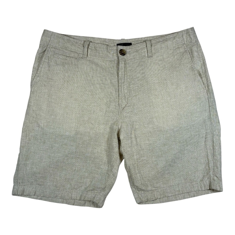 14th and Union Men's 36 Beige Linen Blend Chino Shorts Casual Preppy Light Slim